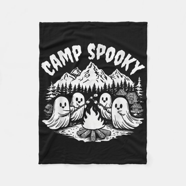 Camp Spooky Summerween Summer Halloween Cute Ghost Fleece Blanket (Front)