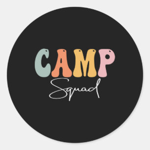 Camp Squad Retro Groovy Vintage Happy First Day Of Classic Round Sticker