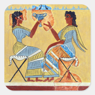 camp stool fresco priestesses talking replica anci square sticker