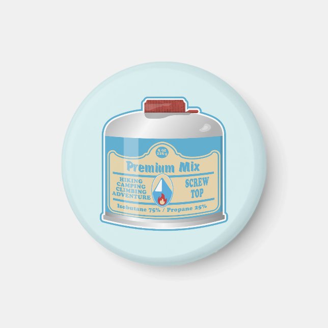 Camp stove fuel canistier propane isobutane magnet (Front)