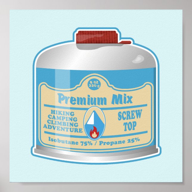 Camp stove fuel canistier propane isobutane poster (Front)