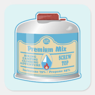 Camp stove fuel canistier propane isobutane square sticker