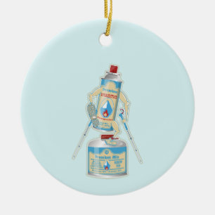 Camp stove gas canisters funny hiking ceramic tree decoration