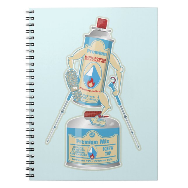 Camp stove gas canisters funny hiking notebook (Front)