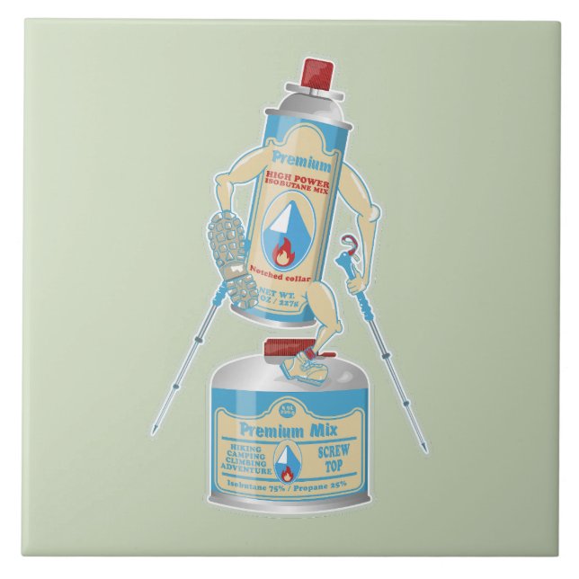 Camp stove gas canisters funny hiking tile (Front)