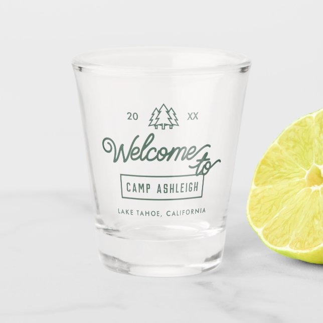 Camp Theme Bachelorette Party Shot Glass (Front)