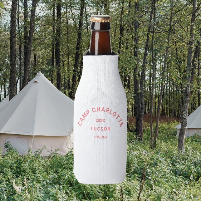 Camp Theme Bachelorette Pink Crest  Bottle Cooler (Creator Uploaded)