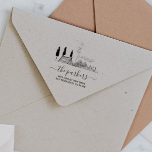 Camp Theme Family Name Signature Return Address Rubber Stamp