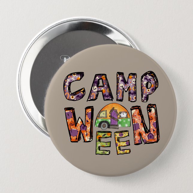 Camp Ween Halloween Camper Design 10 Cm Round Badge (Front & Back)