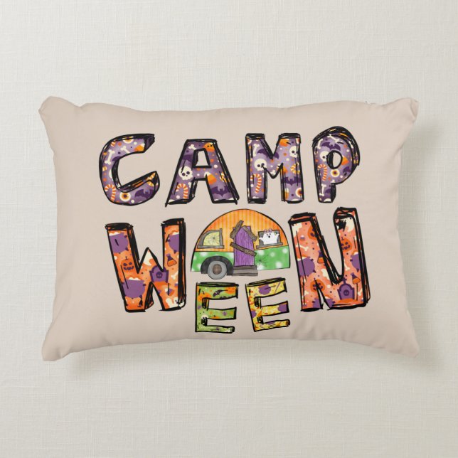 Camp Ween Halloween Camper Design Decorative Cushion (Front)