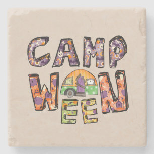 Camp Ween Halloween Camper Design Stone Coaster