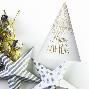 Campagne White & Gold New Year's Eve Party Hat