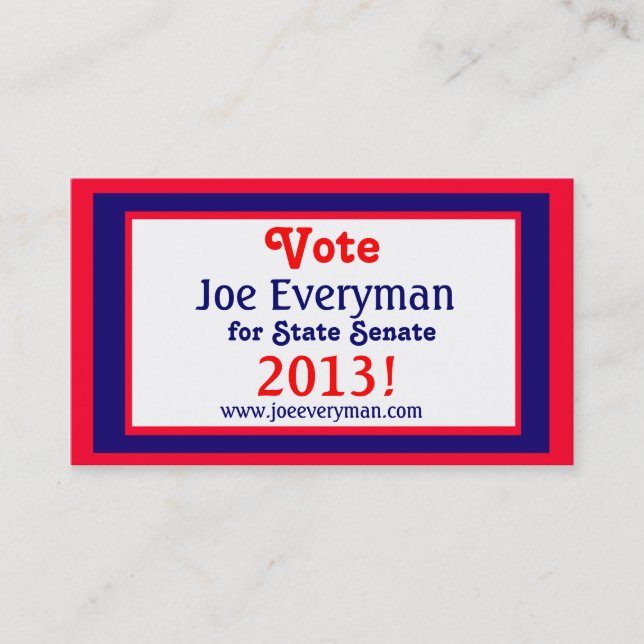 Campaign Candidate 2013 Calendar Wallet Card Std (Front)