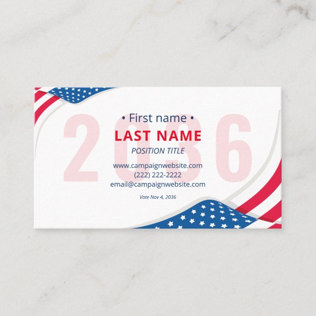 Campaign Contact Info Voter Outreach Bilingual Business Card (Front)