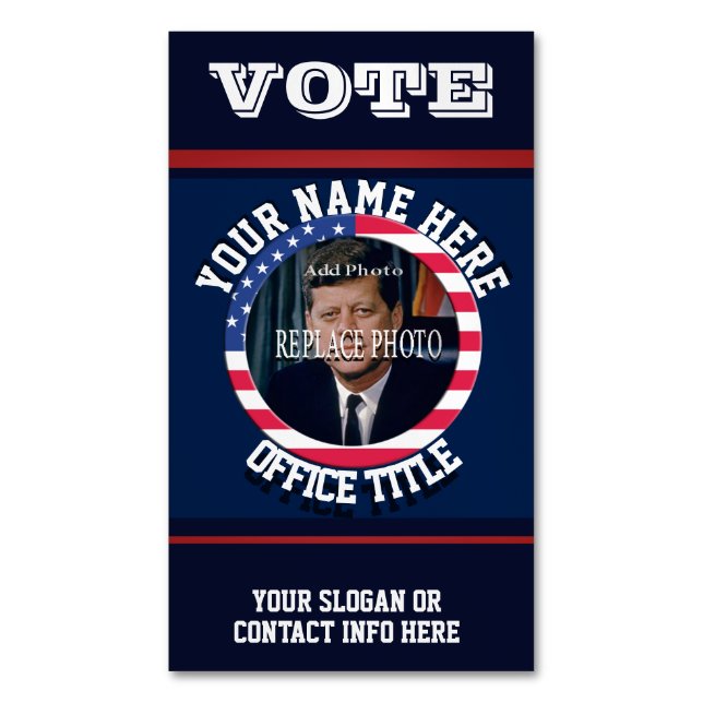 Campaign Election Template Magnetic Business Card (Front Vertical)