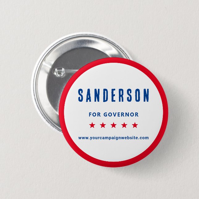 Campaign Name Red White Blue Political Election 6 Cm Round Badge (Front & Back)