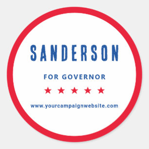 Campaign Name Red White Blue Political Election Classic Round Sticker