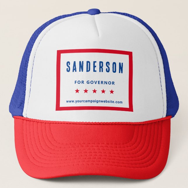Campaign Name Red White Blue Political Election Trucker Hat (Front)