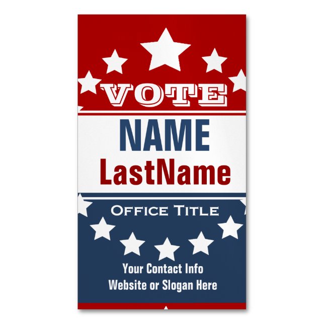 Campaign Political Template  Magnetic Business Card (Front Vertical)