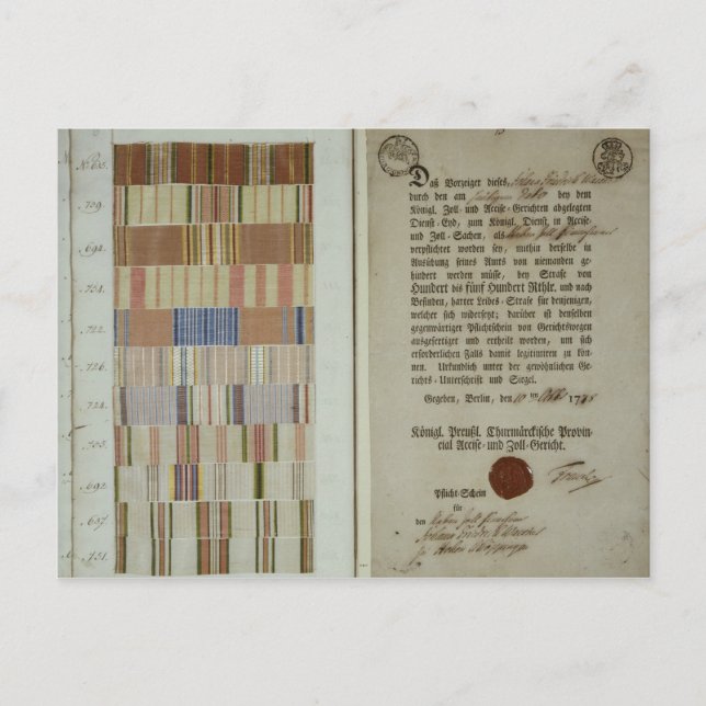 Campaign ribbons and record of duty postcard (Front)