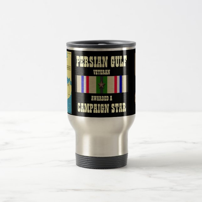 CAMPAIGN STAR PERSIAN GULF WAR VETERAN TRAVEL MUG (Center)