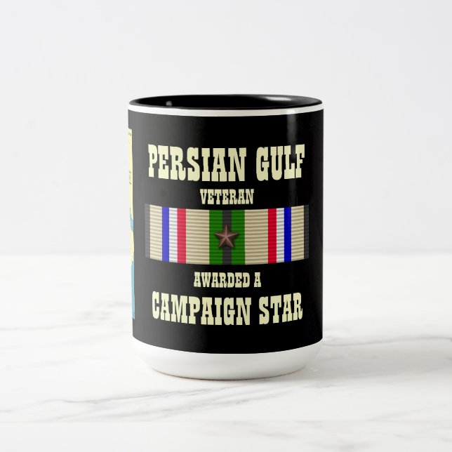 CAMPAIGN STAR PERSIAN GULF WAR VETERAN Two-Tone COFFEE MUG (Center)