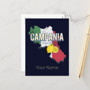 Campania Italy Retro Region Map Vintage Souvenir Holiday Postcard