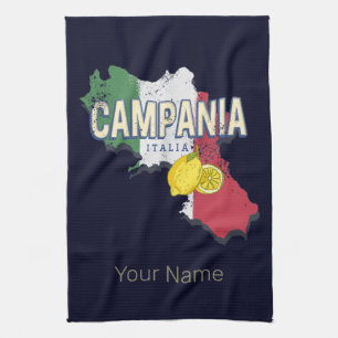 Campania Italy Retro Region Map Vintage Souvenir Tea Towel
