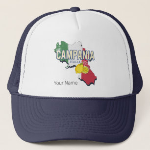 Campania Italy Retro Region Map Vintage Souvenir Trucker Hat