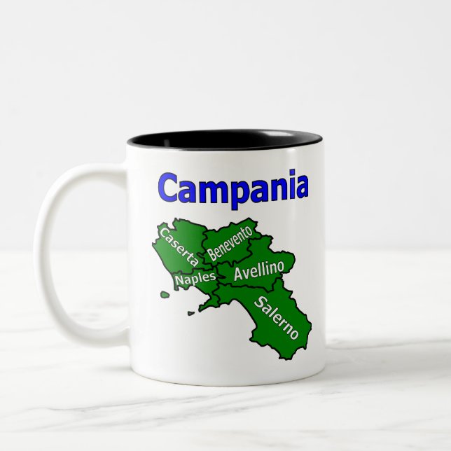 Campania Map with Provinces Two-Tone Coffee Mug (Left)