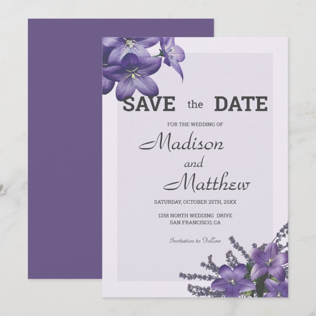 Campanula Flowers Invitation (Front/Back)