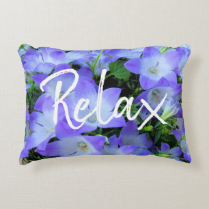 Campanula Purple White Bellflowers Photograph Decorative Cushion