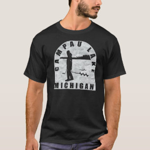 Campau Lake Ice Fishing Michigan T-Shirt