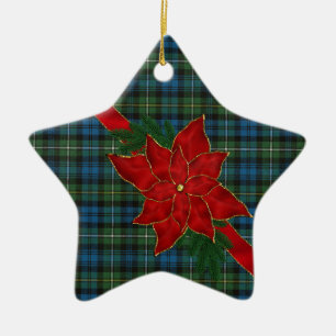 Campbell Argyll Ancient Scottish Tartan Pattern Ceramic Tree Decoration