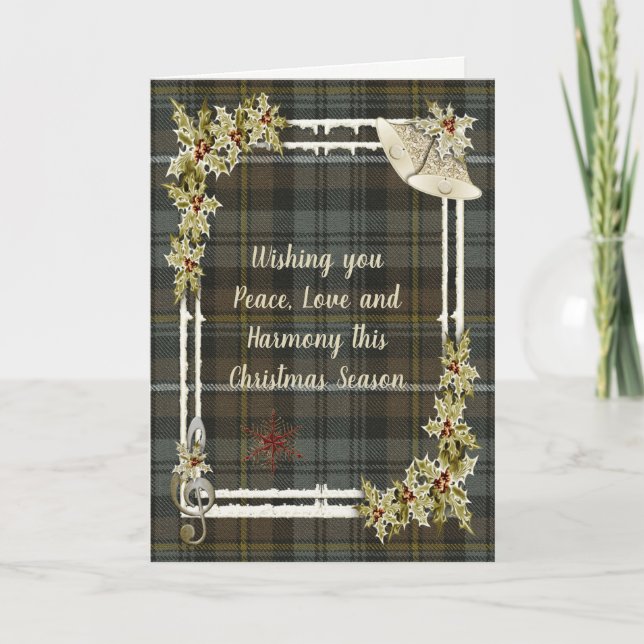 Campbell Argyll Weathered Tartan Christmas Holiday Card (Front)