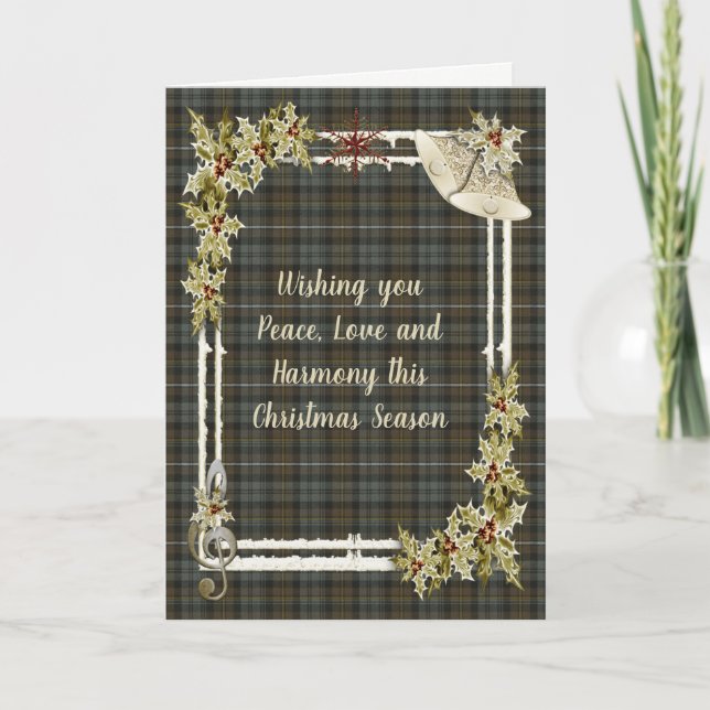 Campbell Argyll Weathered Tartan Christmas Holiday Card (Front)