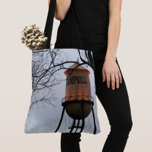 Campbell CA Water Tower Brushed Polyester Tote