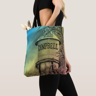 Campbell CA Water Tower Brushed Polyester Tote Bag