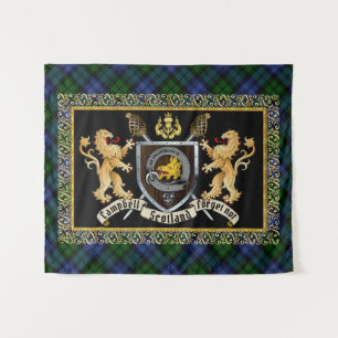 Campbell Clan Badge & Motto w/Lions Tapestry