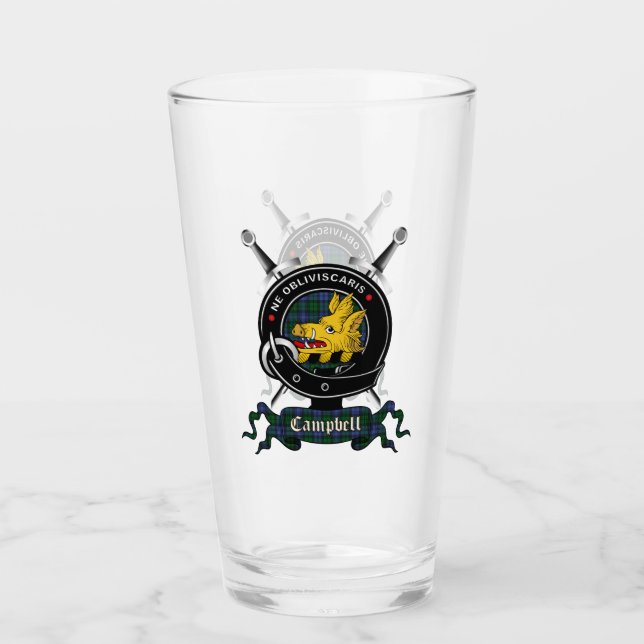 Campbell Clan Badge Pint Glass (Front)