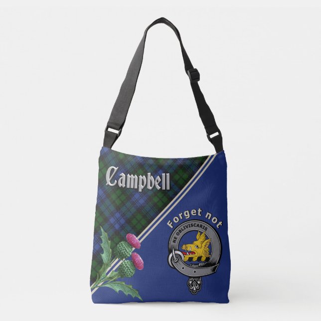 Campbell Clan Badge & Tartan Crossbody Bag (Front)