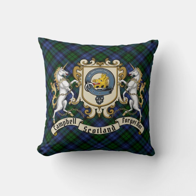 Campbell Clan Badge & Tartan Cushion (Front)