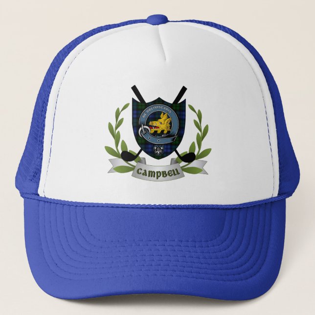 Campbell Clan Badge & Tartan Golf Trucker Hat (Front)