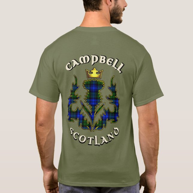 Campbell Clan Badge & Tartan w/Motto  T-Shirt (Back)