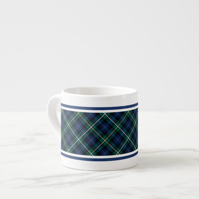 Campbell Clan Navy Blue Scottish Tartan Espresso Cup (Front Left)