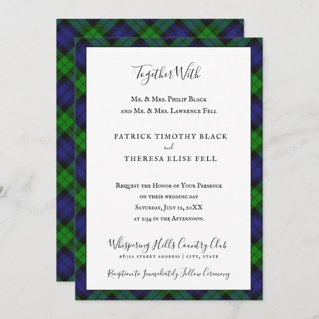 Campbell Clan Tartan Plaid Black Watch Invitation (Front/Back)