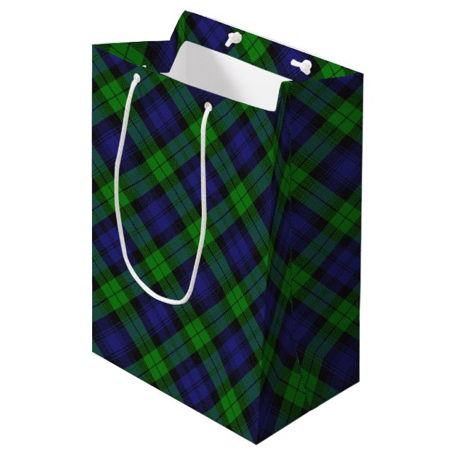 Campbell Clan Tartan Plaid Black Watch Medium Gift Bag (Front Angled)