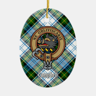 Campbell Crest over Dress Tartan Ceramic Tree Decoration