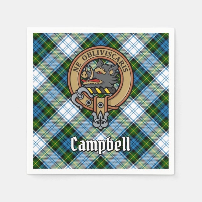 Campbell Crest over Dress Tartan Napkin (Front)