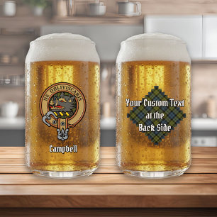 Campbell Crest over Tartan Can Glass